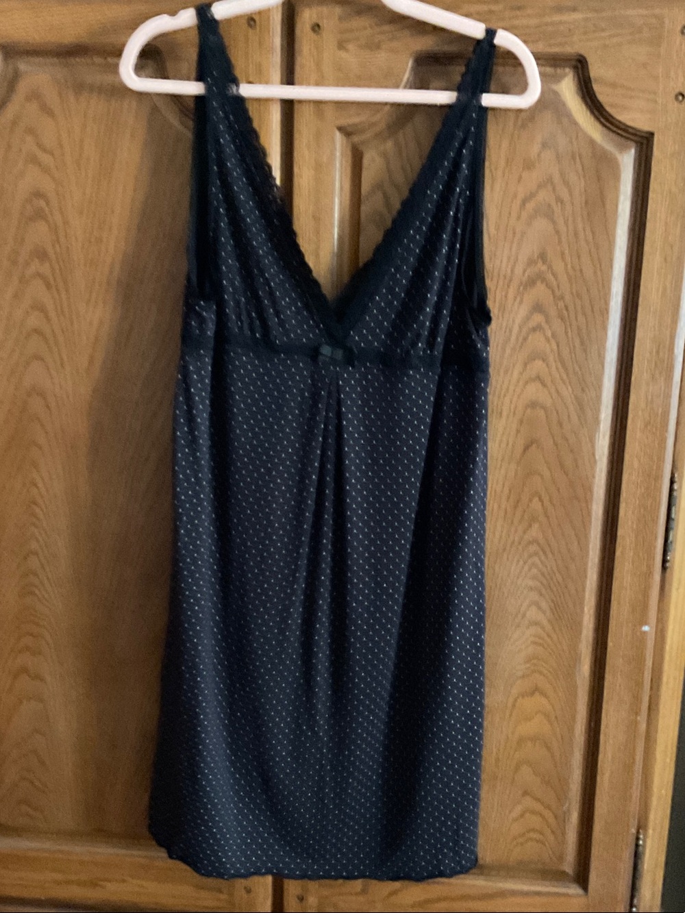 Alfani Black Polka Dot Lace-Trim Nightdress